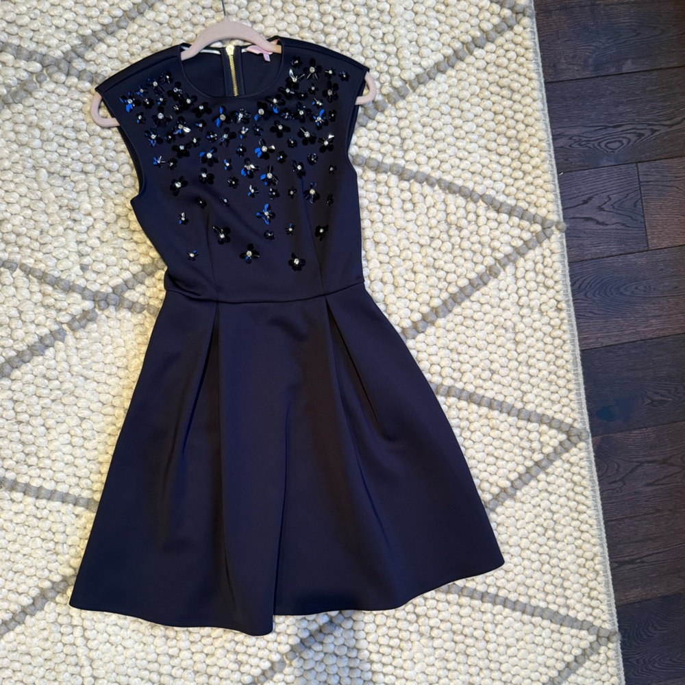 Ted Baker Elegant Black Dress with Beaded Details. Size 1.